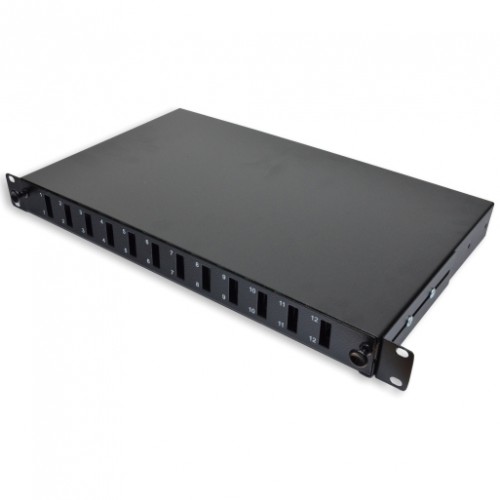 Патч-панель 24 портів 12 SCDuplex, порожня, кабельні вводи для 6xPG13.5 і 6xPG11, 1U