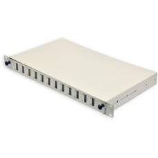 Патч-панель 24 портов 12 SCDuplex, пустая, кабельные вводы для 6xPG13.5 и 6xPG11, 1U, серая.